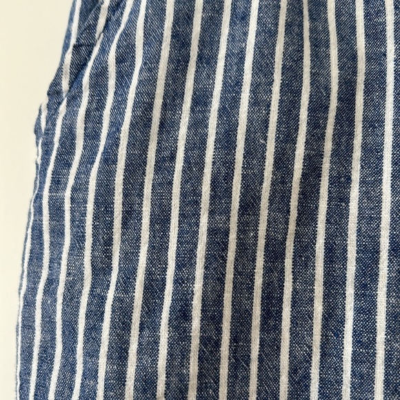 beachlunchlounge Margot Striped Linen Blend Pull-On Crop Length Pants w Pockets - Picture 7 of 11